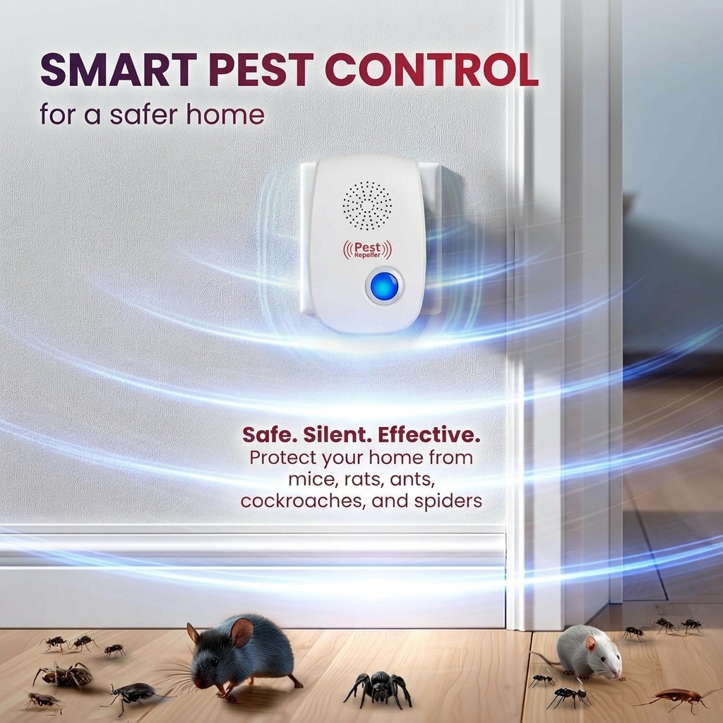 4 Pack Ultrasonic Pest Repeller Plug In for Repelling Mosquito Mouse Cockroach Rodents (5)